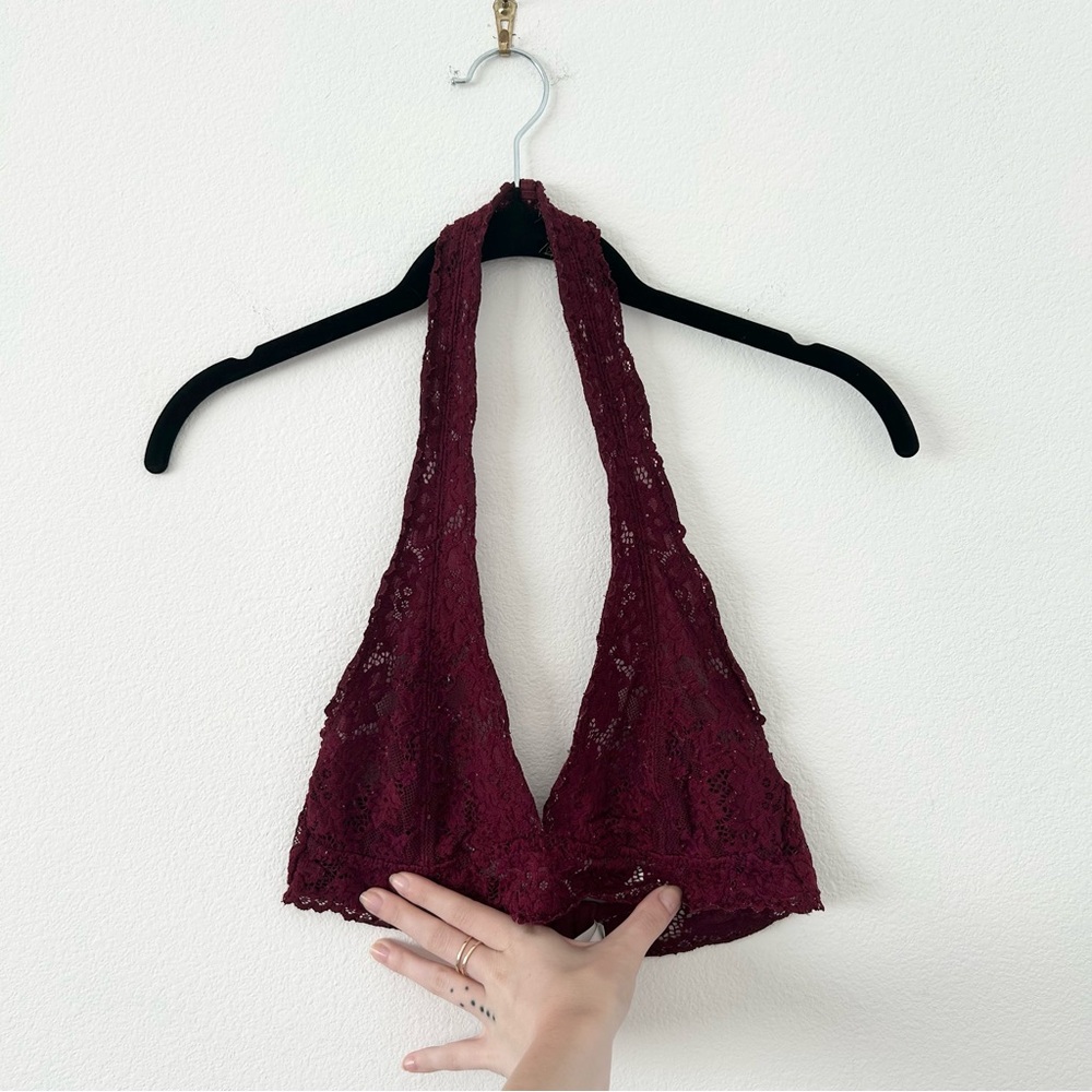 Xhilaration Dark Red Lace Halter Bralette
